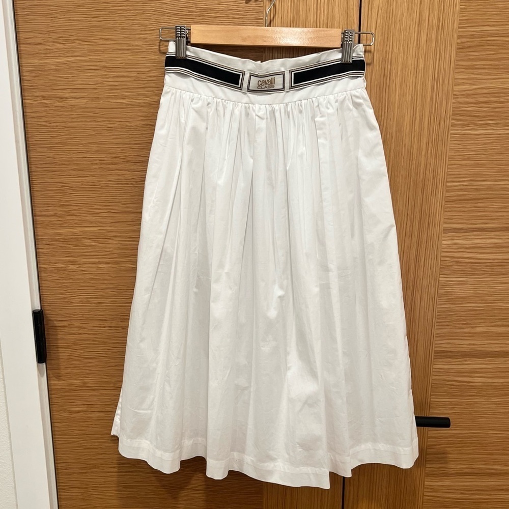 Cavalli Class | White Midi Skirt | Black Trim | Size 4